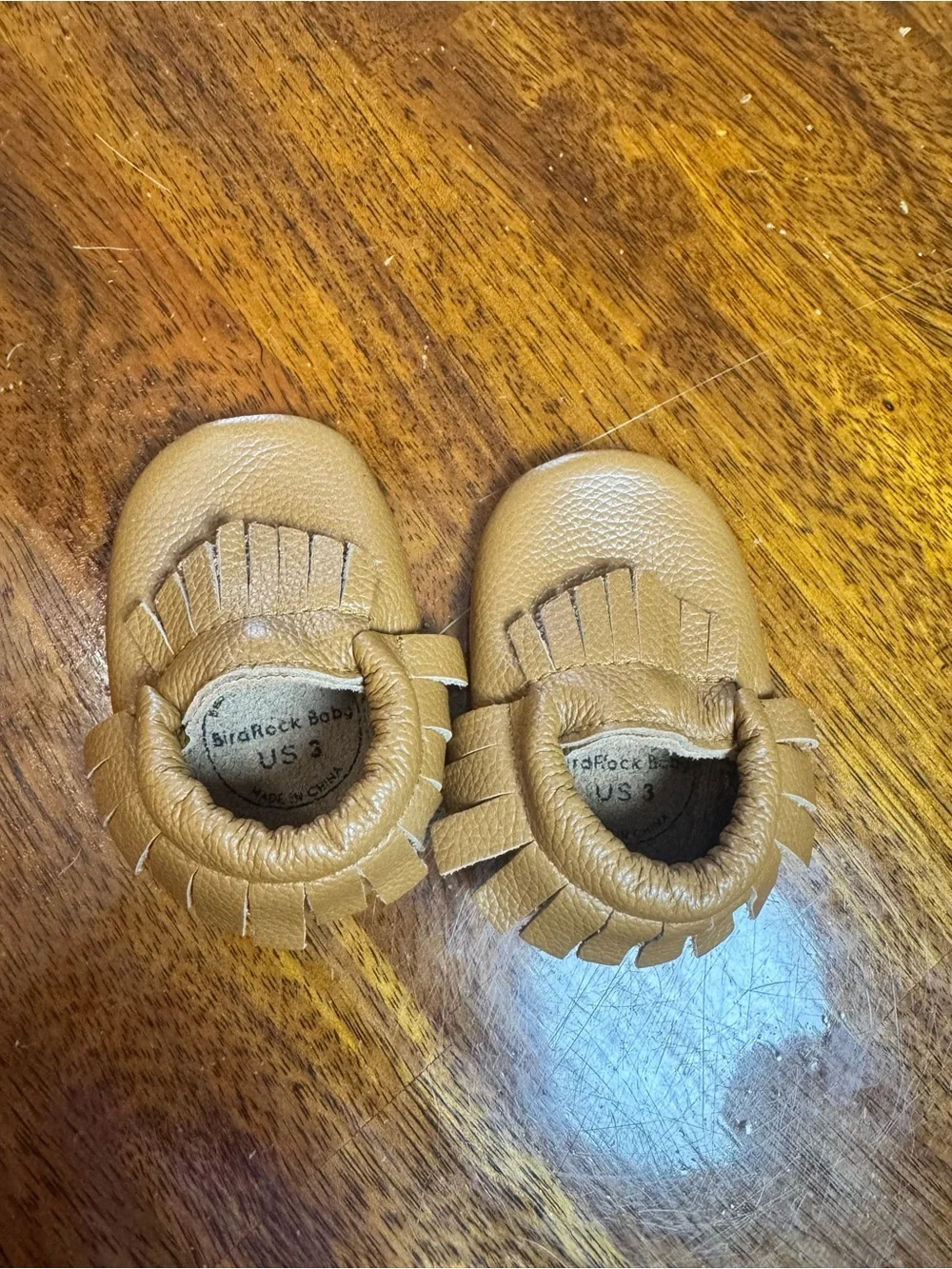 Tan Fringe Moccasins for Kids
